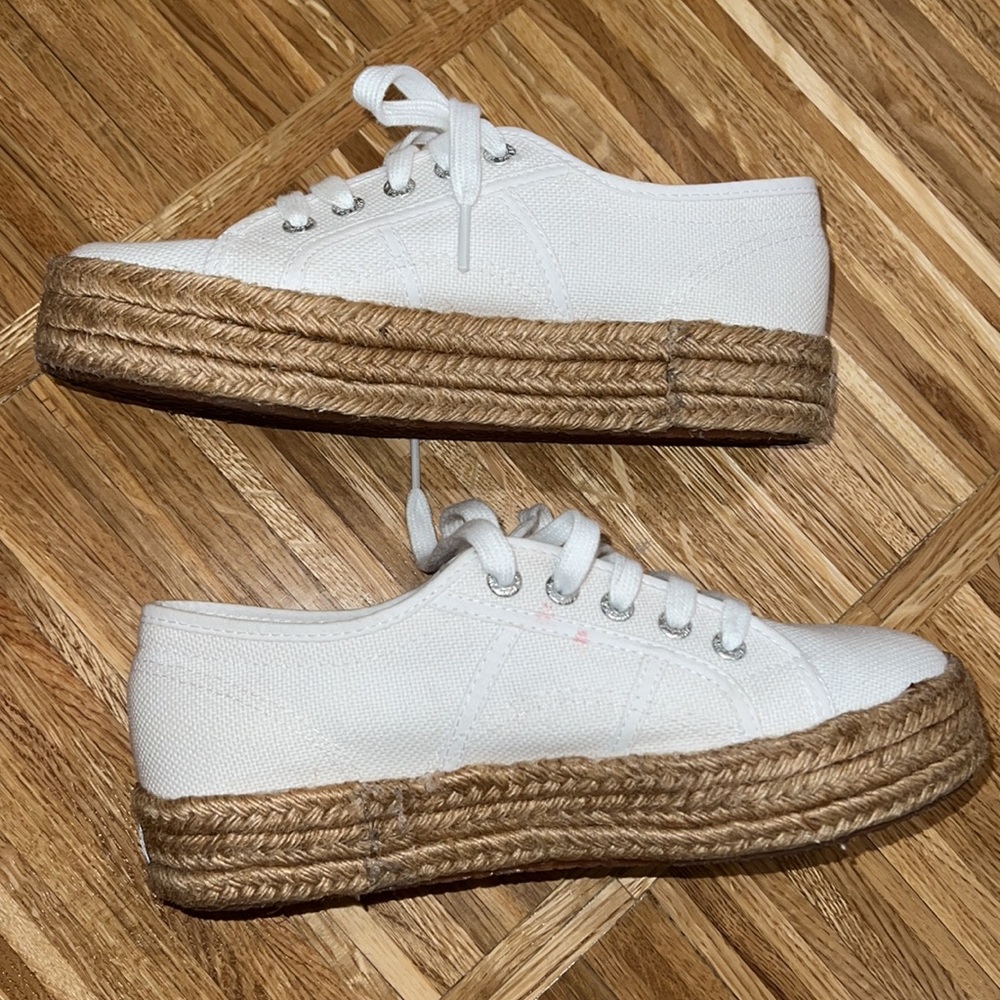 SUPERGA SOLD OUT WHITE ROPE PLATFORM SNEAKER 2790 size 7.5 / 38 EUC